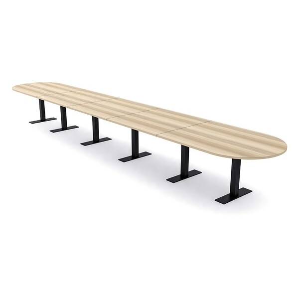 Skutchi Designs 22ft Conference Table With Power Unit | 22 Person Modular Racetrack Meeting Table | Harmony Series HAR-RAC-48X264-T.BK-K525-NA - main