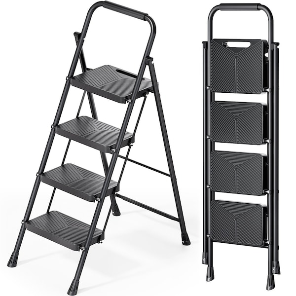 Wrightmaster 4 ft. Metal Lightweight Step Ladder, 9 ft. Reach, with Anti-slip Pedals, 500 lbs. Load Capacity ZOR-WK15B-4-DF - main
