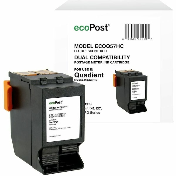 Cig ecoPost Non-OEM New Postage Meter Red Ink Cartridge for Quadient (NeoPost) IXINK57HC ECOQ57HC - main