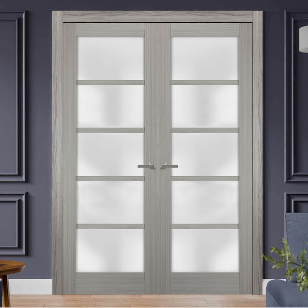 Sartodoors Double French Interior Door, 36" x 80", Gray QUADRO4002DD-SSS-36 - main