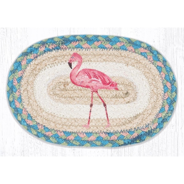 Capitol Earth Rugs Capitol Importing 7.5 x 11 in. OMSP-586 Pink Flamingo Printed Oval Swatch 01-586PF - main