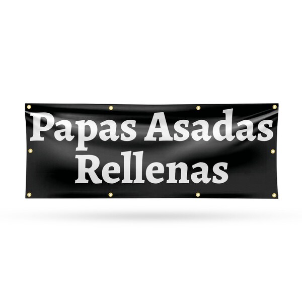Signmission Papas Asadas Rellenas, 36 Inch x 96 Inch, Vinyl Banner B-96-30774 - main