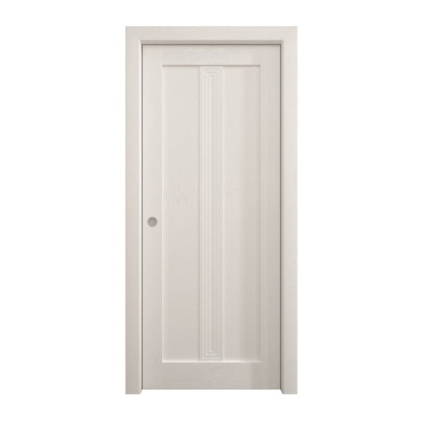 Sartodoors Sliding Pocket Door 36 x 96 inches, Ego 5006 Painted White Oak, Kit Rail Hardware, Solid Wood Int EGO5006PD-PWO-3696 - main