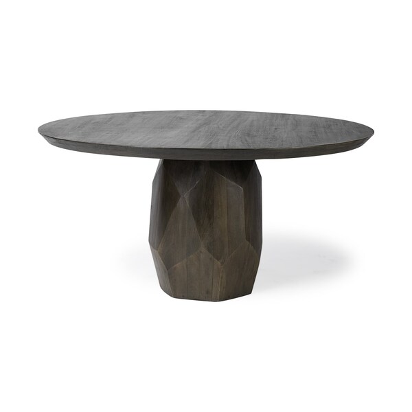 Homeroots 60" Brown Rounded Solid Wood Pedestal Base Dining Table 380474 - main