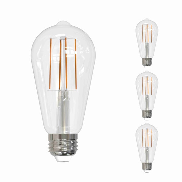 Bulbrite LED Filament, 8.5 Watt Dimmable ST18 Light Bulb, Clear Glass Finish, E26 Base, 5000K, 800Lumens, 4PK 862098 - main