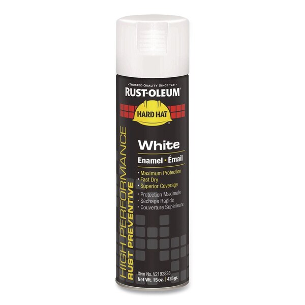Rust-Oleum Hard Hat High Performance V2100 System Rust Preventive Enamel Spray Paint, Flat White, 15 oz, 6PK V2192838 - main