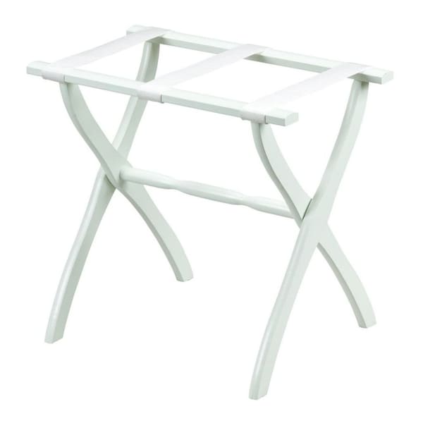 Homeroots White Folding Luggage Rack With White Straps 489580 - main