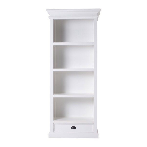Homeroots White Solid Wood Four Tier Bookcase 397125 - main