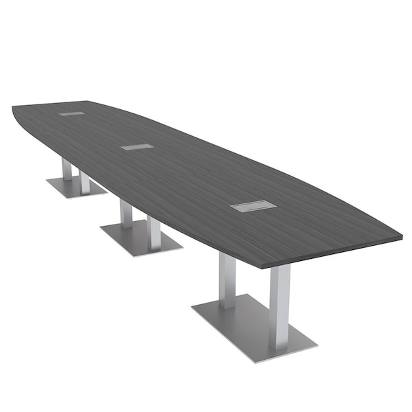 Skutchi Designs Boat Conference Table With Power, 48 in W, 192 in L, Grey HAR-BOT-48x192-DOU-WA7949-ESIL - main