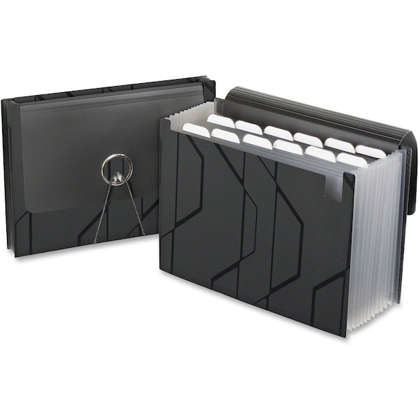 Pendaflex Expanding File, 13 Pocket(s), Poly, Black, Elastic Closure, Flap, Durable 2327 - main