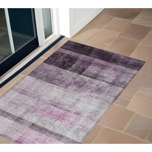 Homeroots 3' X 5' Purple Ombre Washable Non Skid Indoor Outdoor Area Rug 563667 - main