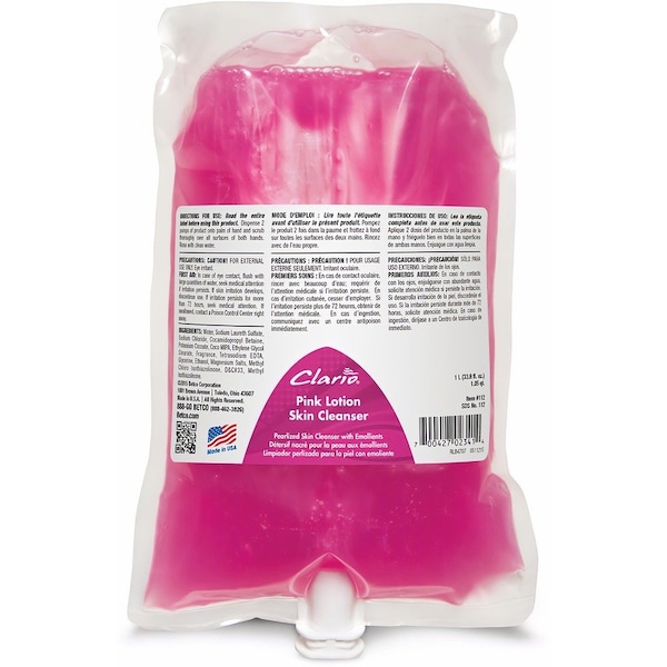 Betco Pink Lotion Skin Cleanser Refill, Clean Bouqet Scent, 1 liter, 6PK 1122900 - main