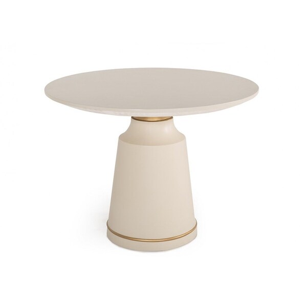 Homeroots 39" Off White And Off White And Brass Rounded Concrete Dining Table 486036 - main