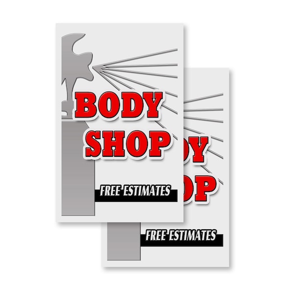Signmission Body Shop Free Estimates, Vinyl Decals Only 24 Inch x 36 Inch, Vinyl Decal, 2PK DSB-2436-2PACK-Body Shop Free Estimates - main