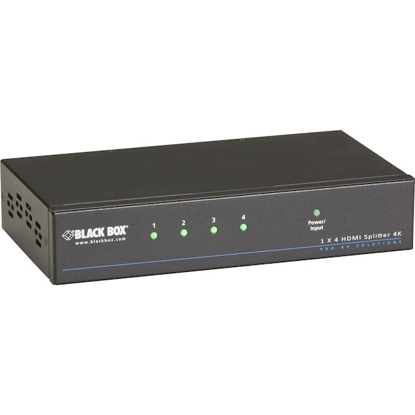Black Box 4K HDMI Splitter - 1x4 - 3840 - 2160 - 1 x HDMI In - 4 x HDMI Out - TAA Compliant VSPHDMI1X44K - main
