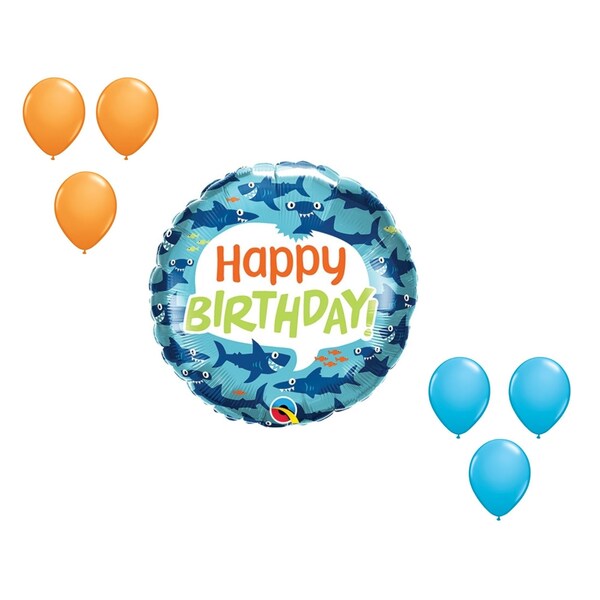 Loonballoon Birthday Fun Sharks Balloon Medium Shape Set 6x latex 81131 - main