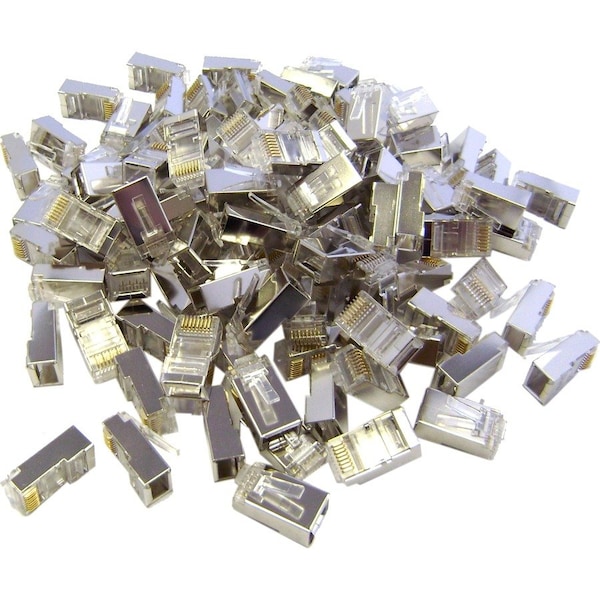 Cable Wholesale Shielded Cat6 RJ45 Crimp Connectors for Stranded Cable, 8P8C, POE Compliant, 100 pieces 31D0-584HD - main
