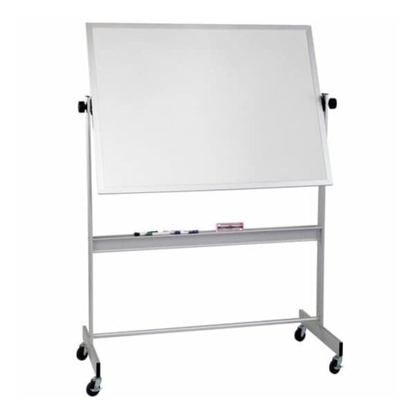 Mooreco Dry Erase Board, Porcelain, 48 in, 72 in, Aluminum Frame, White, Gloss 668AG-DD - main
