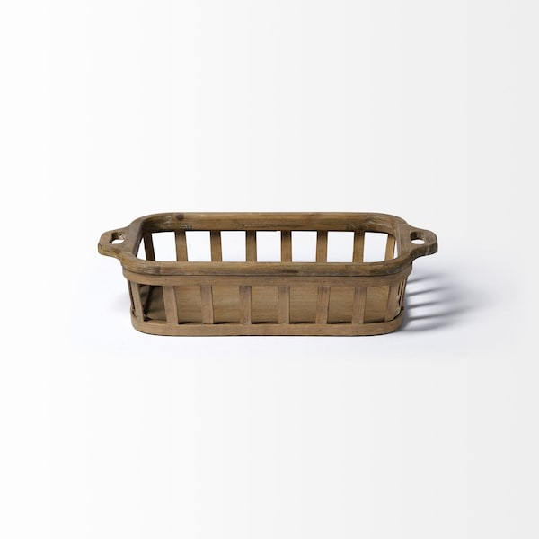 Homeroots Set of Two Brown Wood Indoor Outdoor Tray With Handles 376048 - main