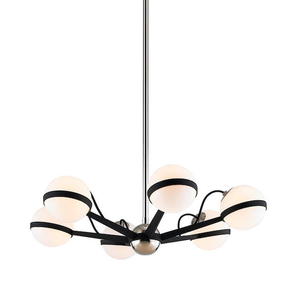 Troy Lighting Ace 6 Light Chandelier 27.75 In. Textured Black & Polish Nickel F7163-TBK/PN - main