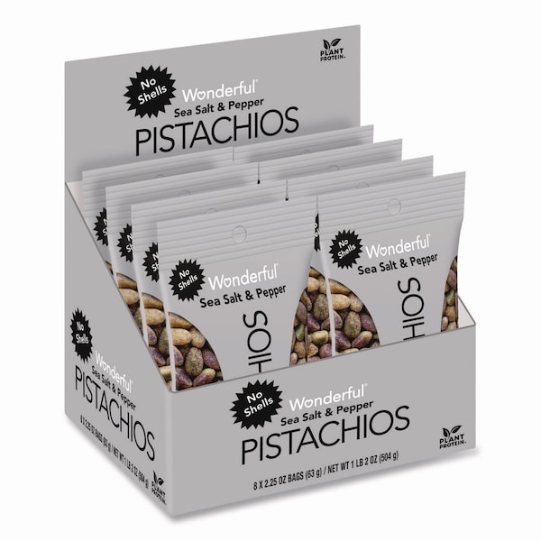 Wonderful No Shells Sea Salt and Pepper Pistachios, 2.25 oz Pack, 8PK PAR70144 - main