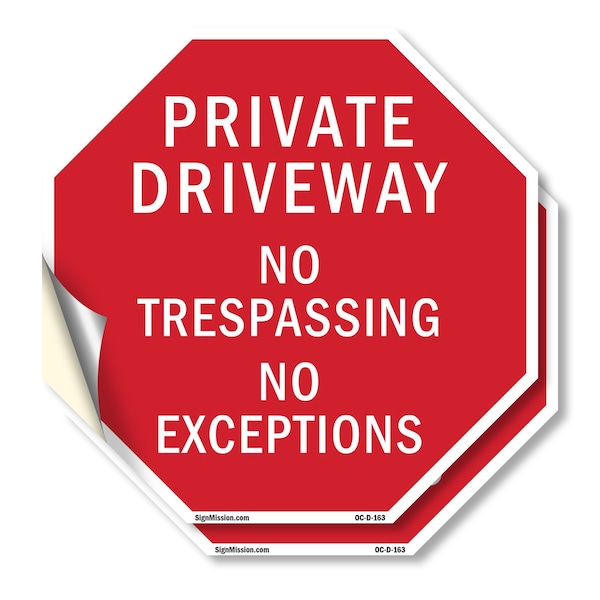 Signmission Private Driveway No Trespassing No, 6 inch X 6 inch, Vinyl Decal, 2PK OC-D-2PACK-6-163 - main