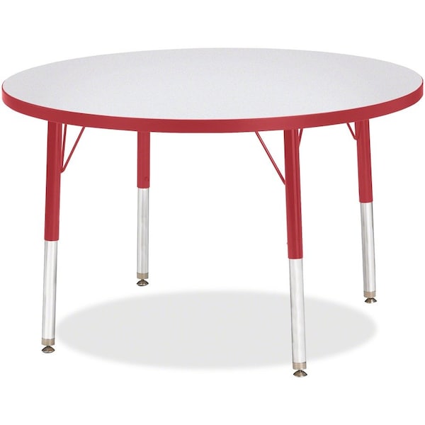 Jonti-Craft Berries Round Activity Table, 36 in. Diameter, E-height, Freckled Gray/Red/Gray 6488JCE008 - main