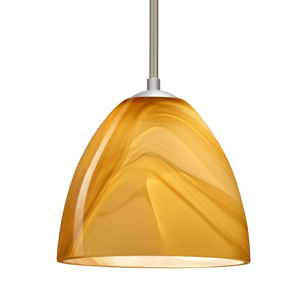 Besa Lighting Vila Stem Pendant, Honey, Satin Nickel Finish, 1x60W Incandescent 1TT-4470HN-SN - main