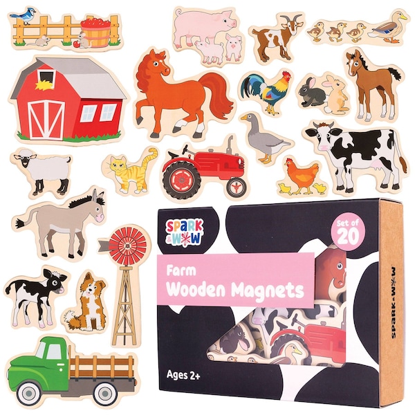 Spark & Wow Wooden Magnets, Farm, 20-Piece Set SW400023 - main