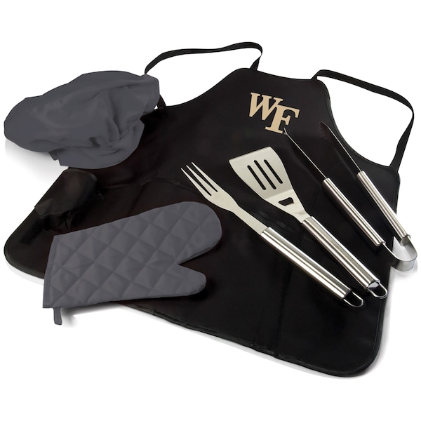Picnic Time Family Of Brands NCAA Wake Forest Demon Deacons BBQ Apron Tote Pro Grill Set, Heavy Duty BBQ Apron For Men 635-88-179-614-0 - main