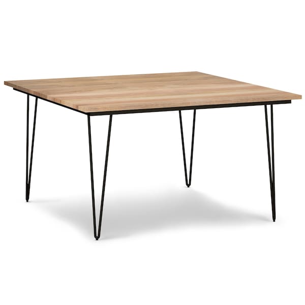 Homeroots 54" Natural and Black Solid Wood and Steel Square Dining Table 640717 - main