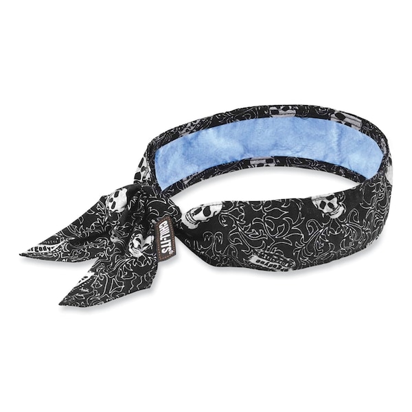 Ergodyne Chill-Its 6700CT Cooling Bandana PVA Tie Headband, One Size Fits Most, Skulls 12569 - main