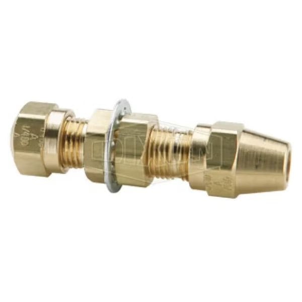 Dixon Air Brake Bulkhead Union, 1/2 in x 11/16-20, Tube x Straight Thread, Brass, Domestic 62NABH8 - main