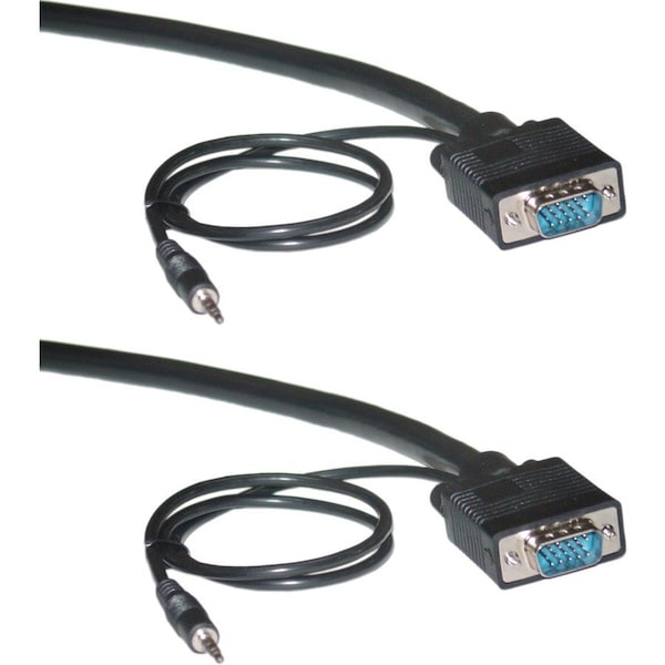 Cable Wholesale Plenum SVGA Cable w/ Audio, Black, HD15 Male + 3.5mm Male, Coaxial Construction, Shielded, 50 foot 11H1-29150 - main