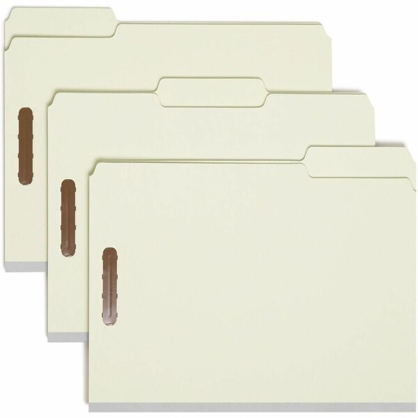 Smead 100% RECYCLED PRESSBOARD FASTENER FOLDERS, LETTER SIZE, GRAY-GREEN, 25PK 15004 - main