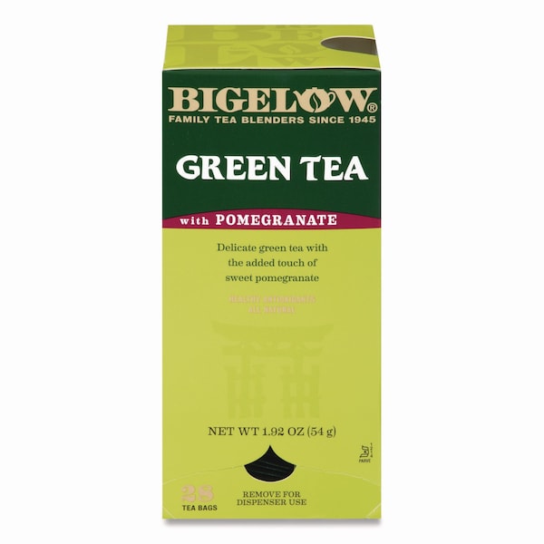 Bigelow Green Tea with Pomegranate, 0.07 oz Tea Bag, 28PK RCB10363 - main