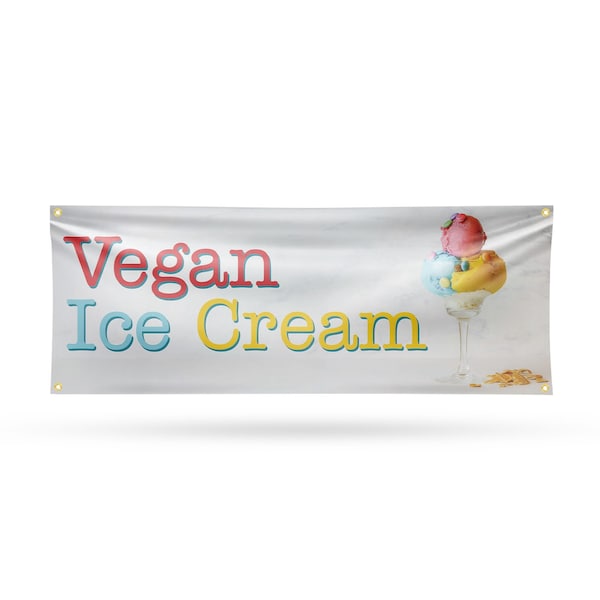Signmission Vegan Ice Cream, 18 Inch x 48 Inch, Vinyl Banner B-30911 - main