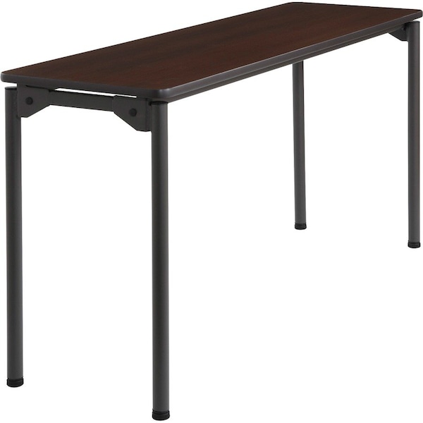 Iceberg Maxx Legroom Folding Table, Walnut Top, Charcoal Frame, 18 in W x 60 in L x 29.5 in H 65874 - main