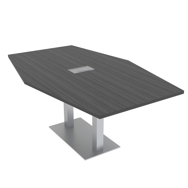 Skutchi Designs Hexagon Conference Table With Power, 48 in W, 84 in L, Grey HAR-HEX.IR-48X84-DOU-WA7949-ESIL - main
