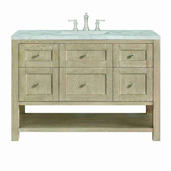 James Martin Vanities Breckenridge 48'' S Vanity, Whitewashed Oak w/ Victorian Sil Silestone Top w/ Wireless Charger 330-V48-WWO-FVSL - main