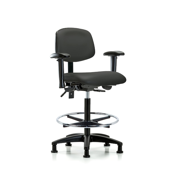Blue Ridge Ergonomics Chair, Poly, Med Bench, Chr Tilt AA CF Glid, 6-Way Adjustable, 26" to 35" Height, Charcoal BR-VHBCH-RG-T1-A1-CF-RG-8605 - main