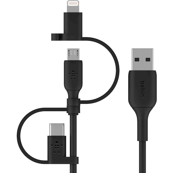 Belkin Universal Cable 15W (USB-A cable with USB-C, Micro-USB and Lightning connectors) CAC001BT1MBK - main