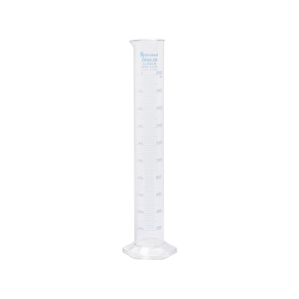 United Scientific Graduated Cylinders, Double Scale, Borosilicate Glass, 2000 mL, Class B UNCYLNGB-2000 - main