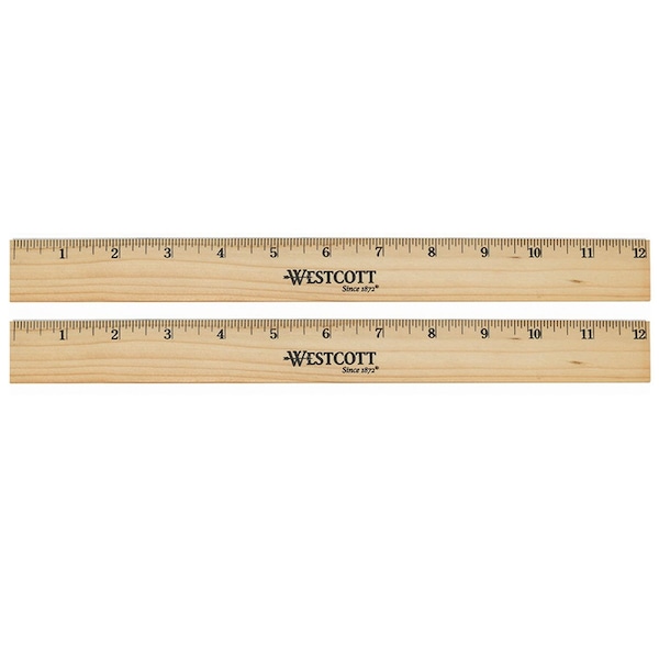 Westcott Beveled Wood Ruler, Standard, 12 in Long, Natural Hardwood, 24PK 17720 - main