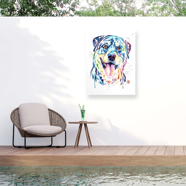 Trademark Fine Art Outdoor Canvas Art Lisa Whitehouse 'Rottweiler' Wall Art for Patios, or Gardens GRL01974-OC2432WR - main