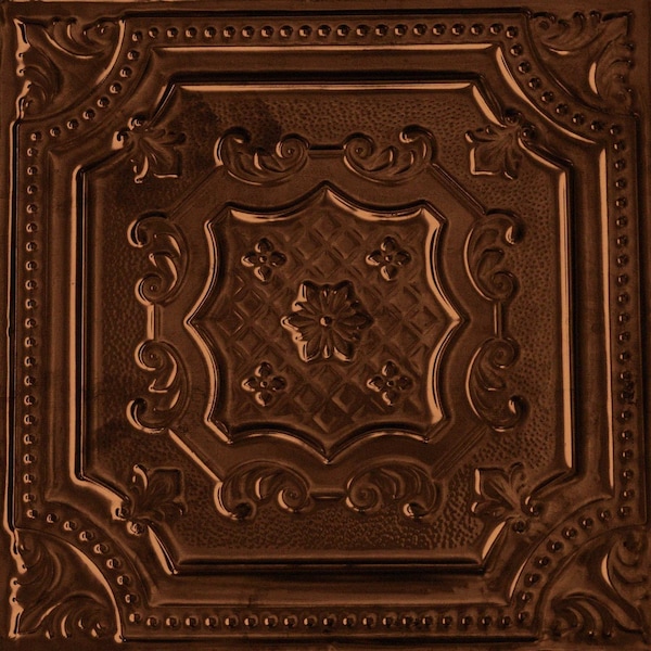 Shanko AllDayTony Pattern612 Antiq Oil Rubbed Slv Surface Mount Vtg HandPainted Standard CeilingTiles, 12PK ADT612-NU-STD-ATORS-12 - main