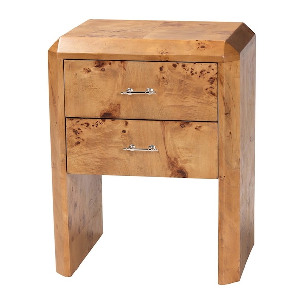 Bali & Pari Nebu Modern and Contemporary Natural Mappa Real Burl Wood Nightstand 249-13928-ZORO - main