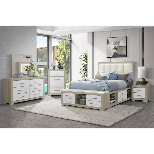 Global Furniture Usa Contemporary Emma Natural/White King Bed Group EMMA-NATURAL/WHITE-KBG - main