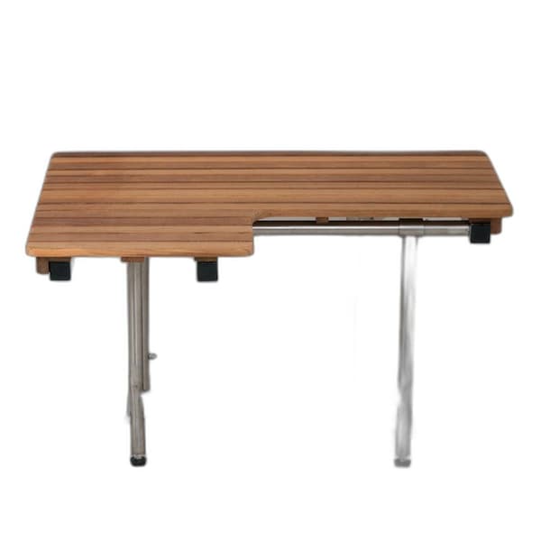 Homeroots 18" X 36" Brown Teak Wall Mount Rectangular Shower Bench 549364 - main