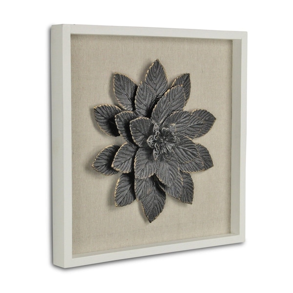 Homeroots 12" X 13" Black And Gold Flower Wood and Metal Wall Decor 489488 - main